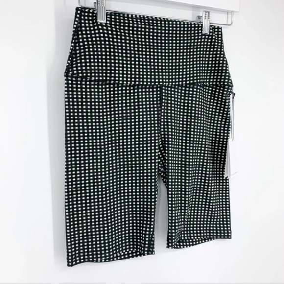LNA Cher Biker Shorts in Green Checker Print NWT - Picture 8 of 10